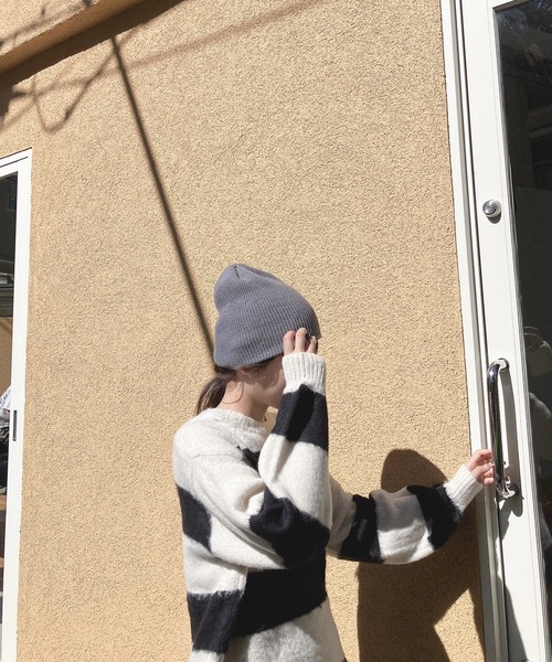 AS KNOW AS plus(アズノゥアズプラス)の「シンプルニットワッチ(ニットキャップ/ビーニー・レディース・ブラック/パープル/オレンジ/グレー/ブルー・FREE)」の8枚目の写真