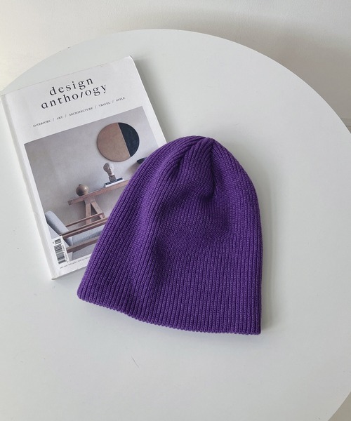 AS KNOW AS plus(アズノゥアズプラス)の「シンプルニットワッチ(ニットキャップ/ビーニー・レディース・ブラック/パープル/オレンジ/グレー/ブルー・FREE)」の16枚目の写真