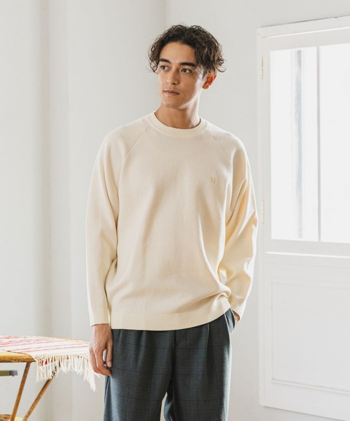 【新品未使用】サイズ4 メンズ ラッセルノ セーター 1104 SHIPS:〈洗濯機可能〉SOLOTEX(R) 12ゲージ コットン 畦編み クルー