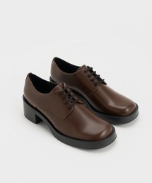 charles&keithブラックレザー ローファー ブロックヒール CHARLES & KEITH（チャールズ & キース）の「ブロックヒール