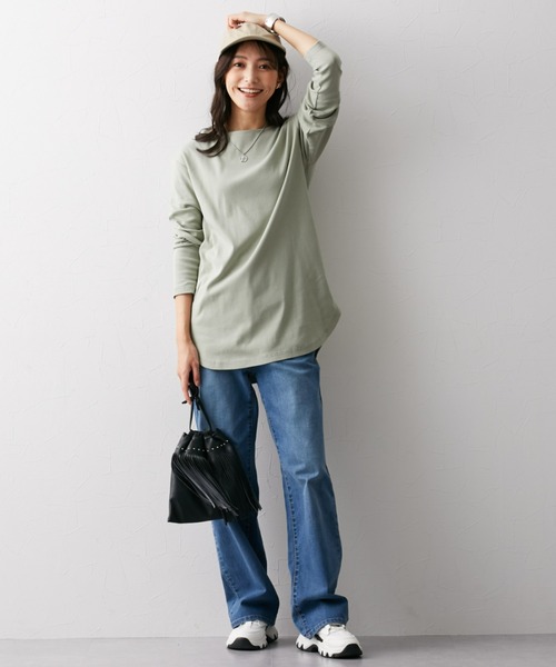 rurumu ロング丈Tシャツ ROOP TOKYO tシャツ ラウンドヘム ロング丈長袖Tシャツ