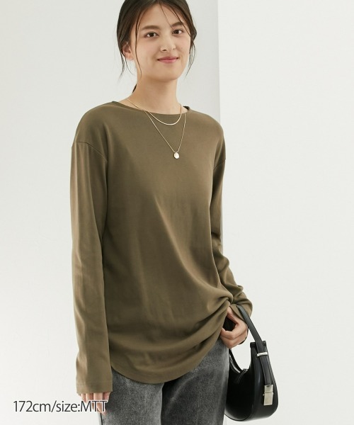 machatt マチャット  ラウンドヘムロングTシャツ ベージュ﻿ YUDANGI ROUND HEM LONG T-SHIRT ラウンドヘムロングTシャツ| PILABOT