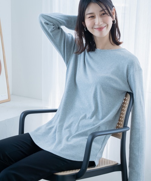 高身長 綿100％ラウンドヘムロング丈Tシャツ （トールサイズ）（T