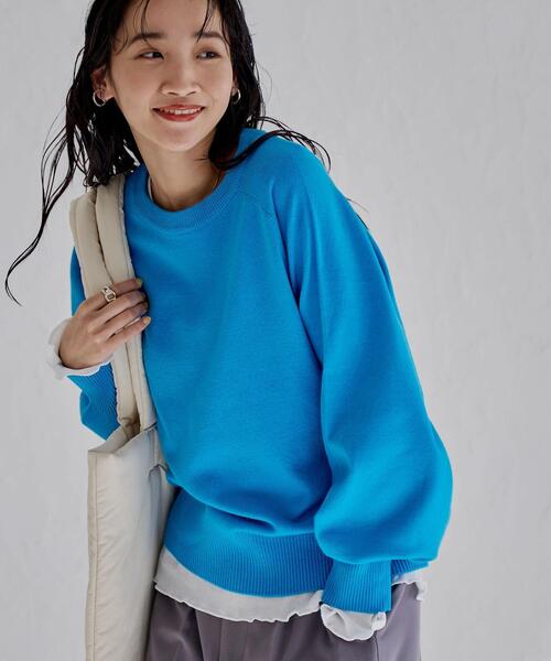 coen（コーエン）の「アンチピリングボリュームスリーブニット（WEB限定カラー）（ニット/セーター・レディース・オフホワイト/ブラック/ベージュ/コバルトブルー/オレンジ・M/L）」の4枚目の写真