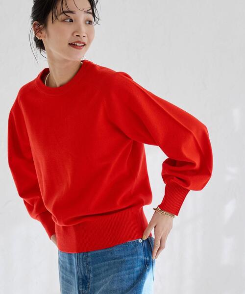 coen（コーエン）の「アンチピリングボリュームスリーブニット（WEB限定カラー）（ニット/セーター・レディース・オフホワイト/ブラック/ベージュ/コバルトブルー/オレンジ・M/L）」の5枚目の写真