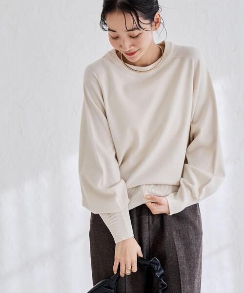 coen（コーエン）の「アンチピリングボリュームスリーブニット（WEB限定カラー）（ニット/セーター・レディース・オフホワイト/ブラック/ベージュ/コバルトブルー/オレンジ・M/L）」の6枚目の写真