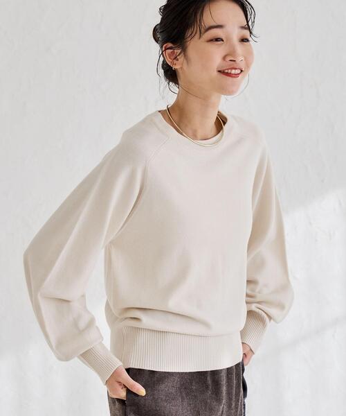 coen（コーエン）の「アンチピリングボリュームスリーブニット（WEB限定カラー）（ニット/セーター・レディース・オフホワイト/ブラック/ベージュ/コバルトブルー/オレンジ・M/L）」の8枚目の写真