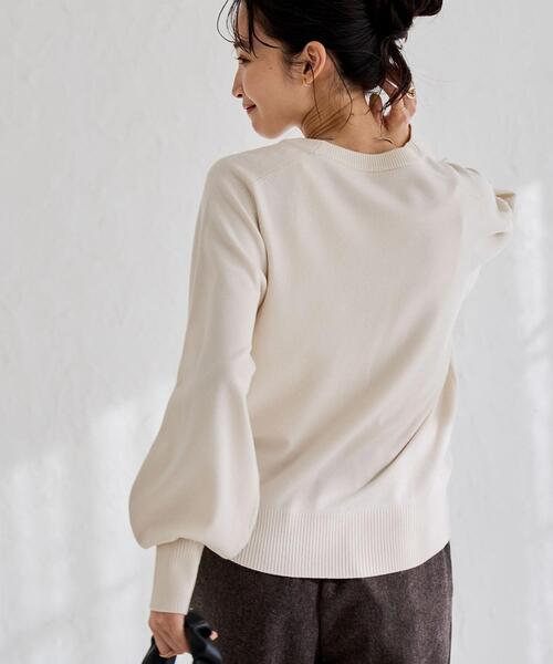 coen（コーエン）の「アンチピリングボリュームスリーブニット（WEB限定カラー）（ニット/セーター・レディース・オフホワイト/ブラック/ベージュ/コバルトブルー/オレンジ・M/L）」の9枚目の写真