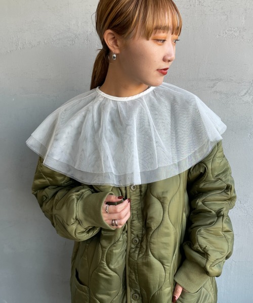 JF Ready Made（ジェイエフレディメイド）の「[Jf Ready Made/ジェイエフレディメイド] チュールラッフル 2WAY付け襟（付け襟・レディース・ブラック/オフホワイト・F）」の9枚目の写真
