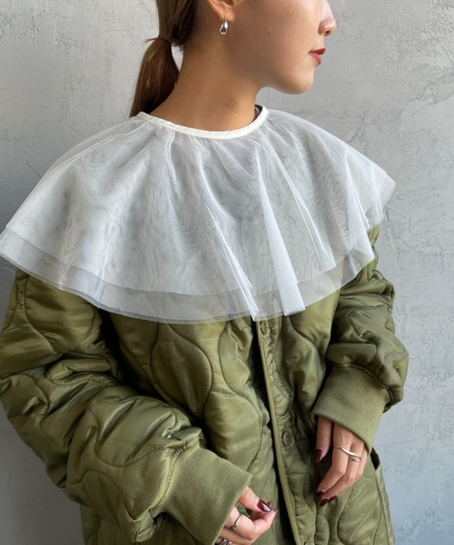 JF Ready Made（ジェイエフレディメイド）の「[Jf Ready Made/ジェイエフレディメイド] チュールラッフル 2WAY付け襟（付け襟・レディース・ブラック/オフホワイト・F）」の10枚目の写真