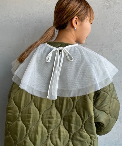 JF Ready Made（ジェイエフレディメイド）の「[Jf Ready Made/ジェイエフレディメイド] チュールラッフル 2WAY付け襟（付け襟・レディース・ブラック/オフホワイト・F）」の11枚目の写真