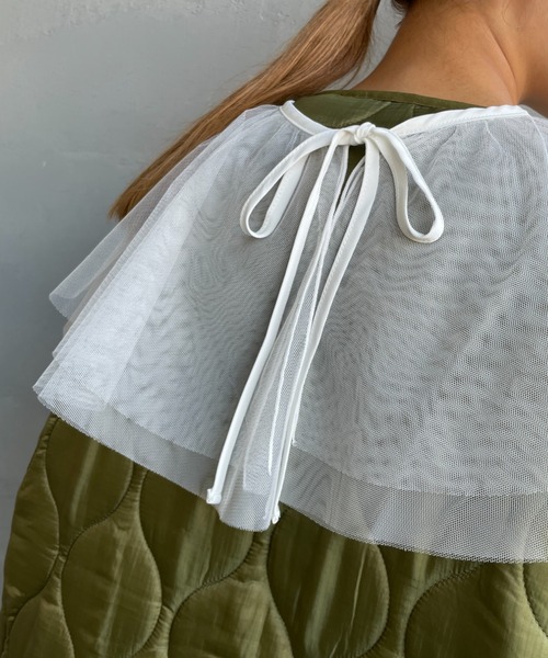 JF Ready Made（ジェイエフレディメイド）の「[Jf Ready Made/ジェイエフレディメイド] チュールラッフル 2WAY付け襟（付け襟・レディース・ブラック/オフホワイト・F）」の13枚目の写真