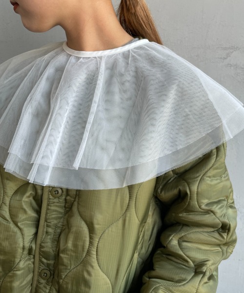 JF Ready Made（ジェイエフレディメイド）の「[Jf Ready Made/ジェイエフレディメイド] チュールラッフル 2WAY付け襟（付け襟・レディース・ブラック/オフホワイト・F）」の12枚目の写真