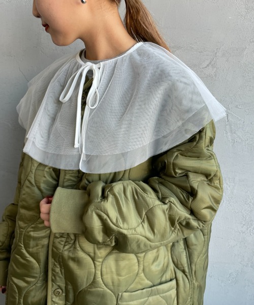 JF Ready Made（ジェイエフレディメイド）の「[Jf Ready Made/ジェイエフレディメイド] チュールラッフル 2WAY付け襟（付け襟・レディース・ブラック/オフホワイト・F）」の4枚目の写真