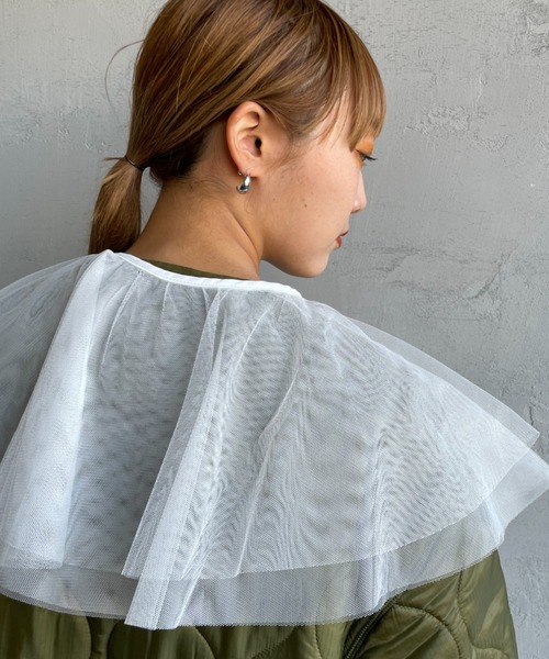 JF Ready Made（ジェイエフレディメイド）の「[Jf Ready Made/ジェイエフレディメイド] チュールラッフル 2WAY付け襟（付け襟・レディース・ブラック/オフホワイト・F）」の8枚目の写真