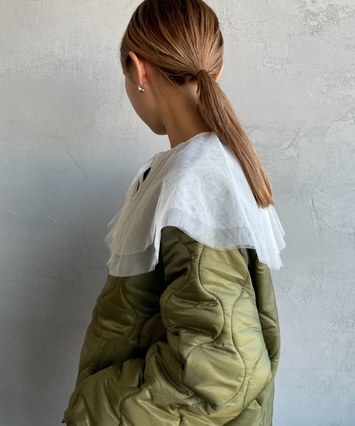 JF Ready Made（ジェイエフレディメイド）の「[Jf Ready Made/ジェイエフレディメイド] チュールラッフル 2WAY付け襟（付け襟・レディース・ブラック/オフホワイト・F）」の5枚目の写真
