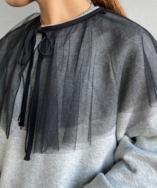 JF Ready Made（ジェイエフレディメイド）の「[Jf Ready Made/ジェイエフレディメイド] チュールラッフル 2WAY付け襟（付け襟・レディース・ブラック/オフホワイト・F）」の16枚目の写真
