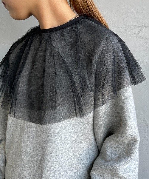 JF Ready Made（ジェイエフレディメイド）の「[Jf Ready Made/ジェイエフレディメイド] チュールラッフル 2WAY付け襟（付け襟・レディース・ブラック/オフホワイト・F）」の21枚目の写真