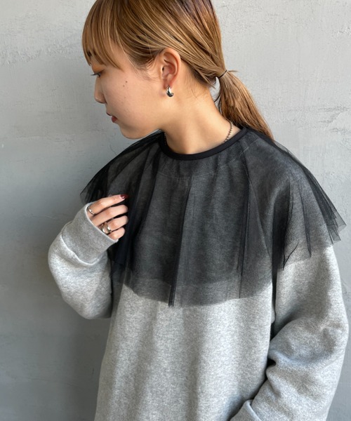 JF Ready Made（ジェイエフレディメイド）の「[Jf Ready Made/ジェイエフレディメイド] チュールラッフル 2WAY付け襟（付け襟・レディース・ブラック/オフホワイト・F）」の18枚目の写真