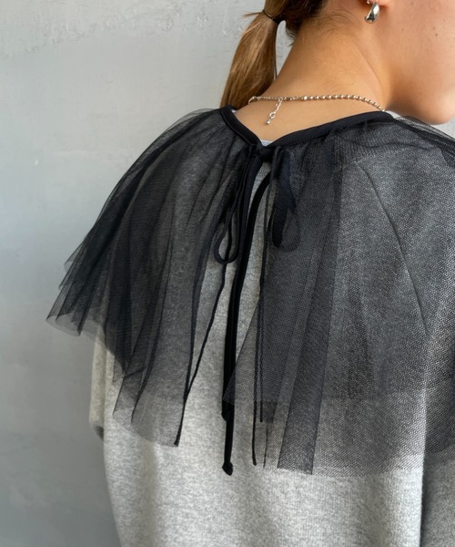 JF Ready Made（ジェイエフレディメイド）の「[Jf Ready Made/ジェイエフレディメイド] チュールラッフル 2WAY付け襟（付け襟・レディース・ブラック/オフホワイト・F）」の22枚目の写真