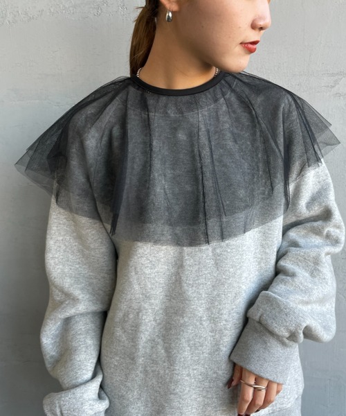 JF Ready Made（ジェイエフレディメイド）の「[Jf Ready Made/ジェイエフレディメイド] チュールラッフル 2WAY付け襟（付け襟・レディース・ブラック/オフホワイト・F）」の19枚目の写真