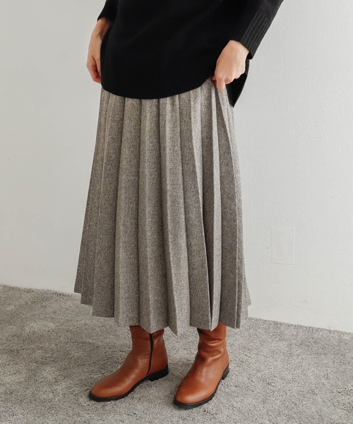 URBAN RESEARCH DOORS(アーバンリサーチドアーズ)の「ウールライクプリーツスカート(スカート・レディース・モカ/ネイビー・MEDIUM)」の6枚目の写真