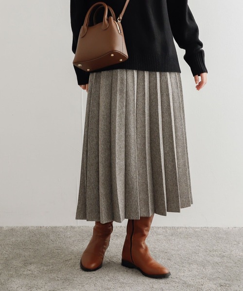 新品 アーバンリサーチドアーズ ウールライクプリーツスカート ネイビー URBAN RESEARCH DOORS（アーバンリサーチドアーズ）の「ウール