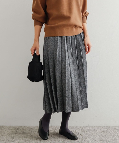 URBAN RESEARCH DOORS(アーバンリサーチドアーズ)の「ウールライクプリーツスカート(スカート・レディース・モカ/ネイビー・MEDIUM)」の14枚目の写真