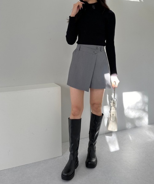 OLIVE des OLIVE（オリーブデオリーブ）の「ラップ風ショートパンツ　1041020010（その他パンツ・レディース・オフホワイト/チャコールグレー/ブラック・FREE）」の12枚目の写真