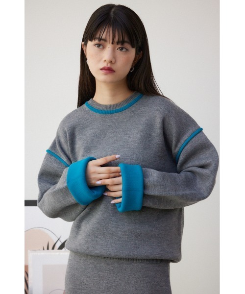 AZUL by moussy（アズールバイマウジー）の「配色クルーネックニット