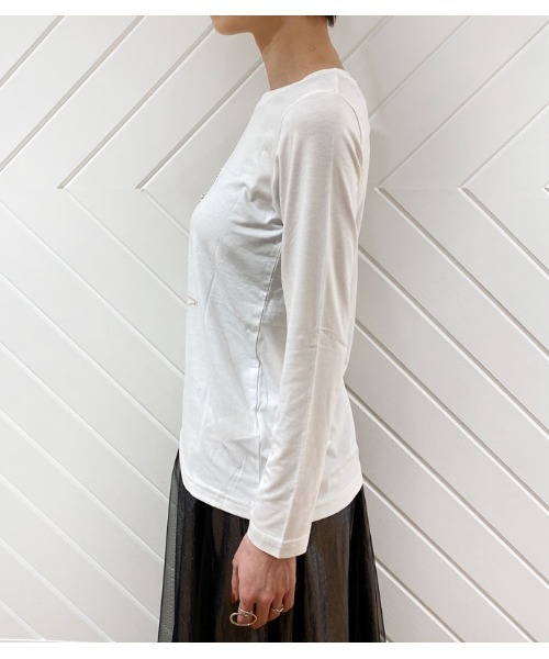 Desert　Rose（デザートローズ）の「【DESERT ROSE/デザートローズ】プリント装飾長袖カットソー（Tシャツ/カットソー・レディース・ホワイト・FREE）」の5枚目の写真