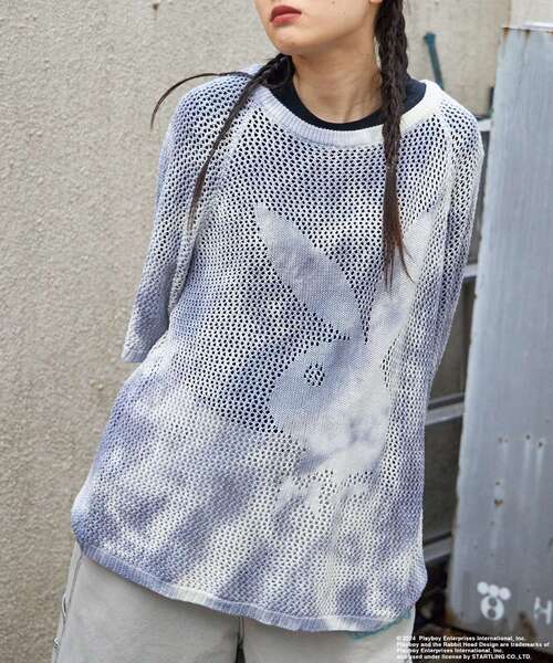 PLAYBOY(プレイボーイ)の「【SEQUENZ】PBHC TIE-DYE KNIT S/S TEE / 半袖 PLAYBOY×SEQUENZ メッシュニット ブランドロゴ ビックサイズ バニー ラビット ヘッド(ニット/セーター・メンズ・チャコール/パープル系その他3/ブルーグレー・MEDIUM/LARGE/X-LARGE)」の13枚目の写真