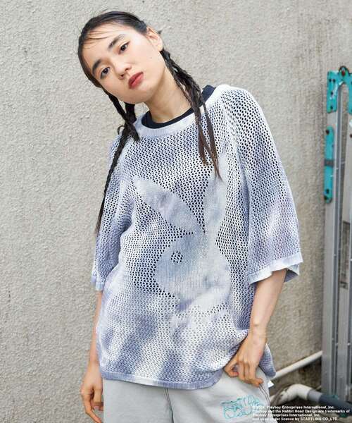 PLAYBOY(プレイボーイ)の「【SEQUENZ】PBHC TIE-DYE KNIT S/S TEE / 半袖 PLAYBOY×SEQUENZ メッシュニット ブランドロゴ ビックサイズ バニー ラビット ヘッド(ニット/セーター・メンズ・チャコール/パープル系その他3/ブルーグレー・MEDIUM/LARGE/X-LARGE)」の14枚目の写真