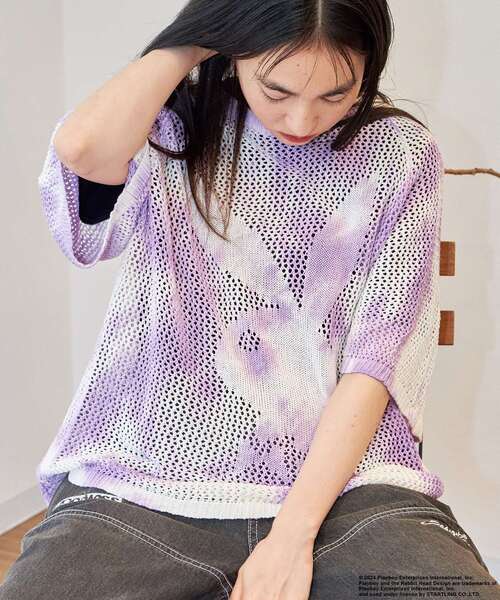 PLAYBOY(プレイボーイ)の「【SEQUENZ】PBHC TIE-DYE KNIT S/S TEE / 半袖 PLAYBOY×SEQUENZ メッシュニット ブランドロゴ ビックサイズ バニー ラビット ヘッド(ニット/セーター・メンズ・チャコール/パープル系その他3/ブルーグレー・MEDIUM/LARGE/X-LARGE)」の17枚目の写真