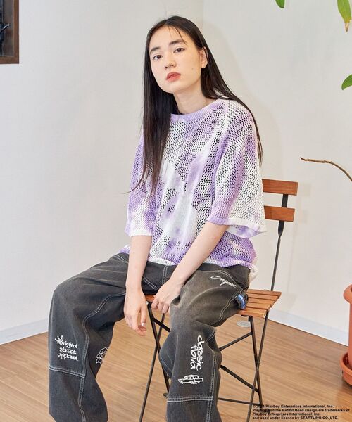PLAYBOY(プレイボーイ)の「【SEQUENZ】PBHC TIE-DYE KNIT S/S TEE / 半袖 PLAYBOY×SEQUENZ メッシュニット ブランドロゴ ビックサイズ バニー ラビット ヘッド(ニット/セーター・メンズ・チャコール/パープル系その他3/ブルーグレー・MEDIUM/LARGE/X-LARGE)」の18枚目の写真
