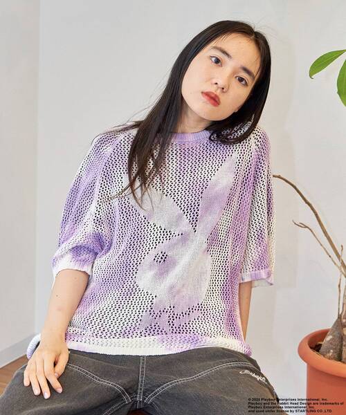 PLAYBOY(プレイボーイ)の「【SEQUENZ】PBHC TIE-DYE KNIT S/S TEE / 半袖 PLAYBOY×SEQUENZ メッシュニット ブランドロゴ ビックサイズ バニー ラビット ヘッド(ニット/セーター・メンズ・チャコール/パープル系その他3/ブルーグレー・MEDIUM/LARGE/X-LARGE)」の19枚目の写真