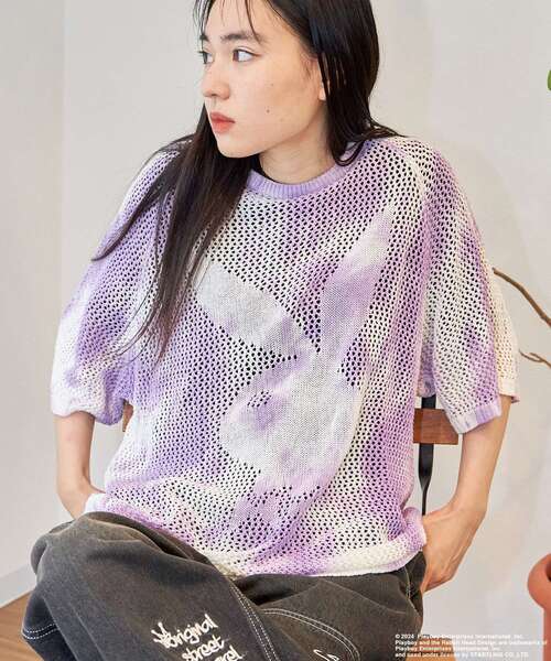 PLAYBOY(プレイボーイ)の「【SEQUENZ】PBHC TIE-DYE KNIT S/S TEE / 半袖 PLAYBOY×SEQUENZ メッシュニット ブランドロゴ ビックサイズ バニー ラビット ヘッド(ニット/セーター・メンズ・チャコール/パープル系その他3/ブルーグレー・MEDIUM/LARGE/X-LARGE)」の21枚目の写真