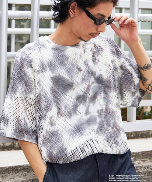 PLAYBOY(プレイボーイ)の「【SEQUENZ】PBHC TIE-DYE KNIT S/S TEE / 半袖 PLAYBOY×SEQUENZ メッシュニット ブランドロゴ ビックサイズ バニー ラビット ヘッド(ニット/セーター・メンズ・チャコール/パープル系その他3/ブルーグレー・MEDIUM/LARGE/X-LARGE)」の22枚目の写真