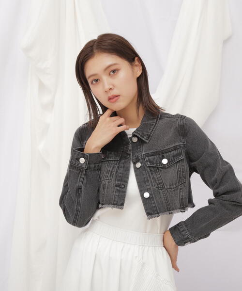 【美品】ジルスチュアート　デニムジャケット　Ｍ 楽天市場】【SALE／60%OFF】ノーカラーデニムジャケット JILL by