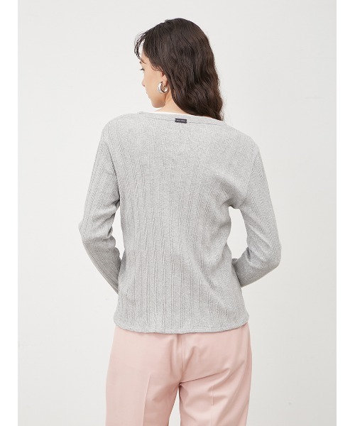 Mila Owen（ミラオーウェン）の「ルーズフィットレイヤードカットトップス【手洗い可能】（Tシャツ/カットソー・レディース・ブラック/ベージュ/グレー/イエロー・1/0）」の19枚目の写真