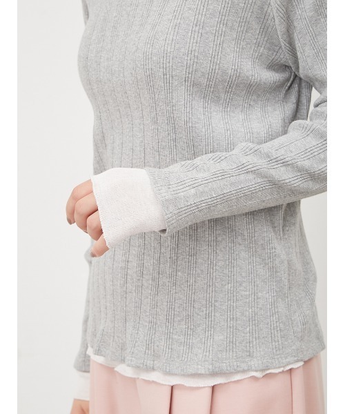 Mila Owen（ミラオーウェン）の「ルーズフィットレイヤードカットトップス【手洗い可能】（Tシャツ/カットソー・レディース・ブラック/ベージュ/グレー/イエロー・1/0）」の13枚目の写真