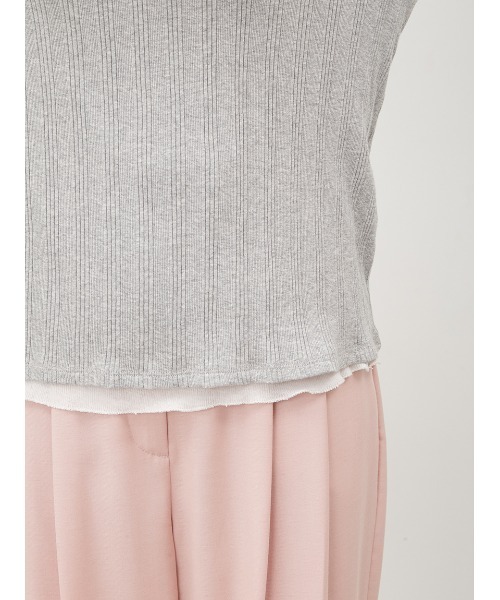 Mila Owen（ミラオーウェン）の「ルーズフィットレイヤードカットトップス【手洗い可能】（Tシャツ/カットソー・レディース・ブラック/ベージュ/グレー/イエロー・1/0）」の14枚目の写真