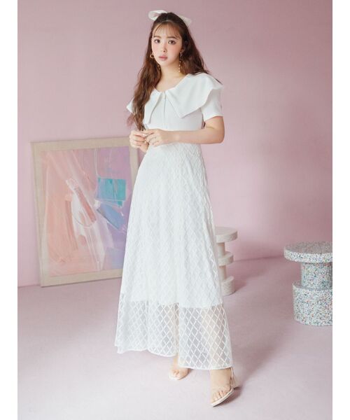 dazzlin（ダズリン）の「【CALNAMURコラボ】ジップカラーコルセットワンピース（ワンピース・レディース・モカ/ネイビー/オフホワイト・SMALL/MEDIUM）」の4枚目の写真