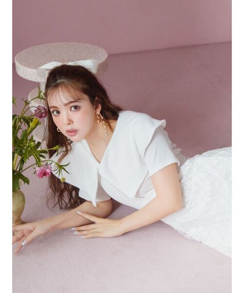 dazzlin（ダズリン）の「【CALNAMURコラボ】ジップカラーコルセットワンピース（ワンピース・レディース・モカ/ネイビー/オフホワイト・SMALL/MEDIUM）」の10枚目の写真