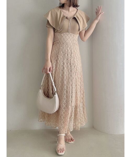 dazzlin（ダズリン）の「【CALNAMURコラボ】ジップカラーコルセットワンピース（ワンピース・レディース・モカ/ネイビー/オフホワイト・SMALL/MEDIUM）」の11枚目の写真