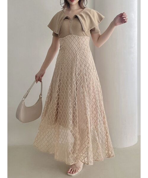 dazzlin（ダズリン）の「【CALNAMURコラボ】ジップカラーコルセットワンピース（ワンピース・レディース・モカ/ネイビー/オフホワイト・SMALL/MEDIUM）」の12枚目の写真