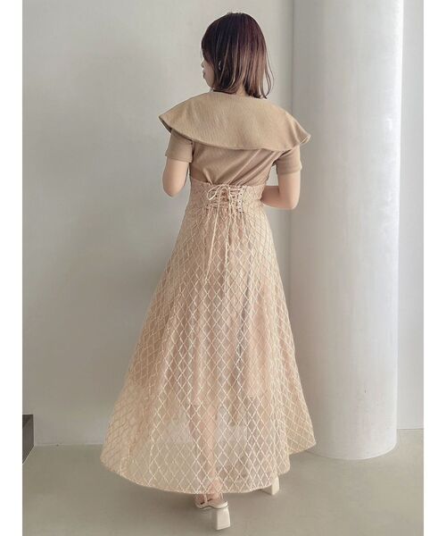 dazzlin（ダズリン）の「【CALNAMURコラボ】ジップカラーコルセットワンピース（ワンピース・レディース・モカ/ネイビー/オフホワイト・SMALL/MEDIUM）」の14枚目の写真