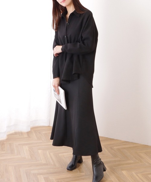 Lace Ladies(レースレディース)の「ウエスト ギャザー 長袖 ゆる ブラウス(シャツ/ブラウス・レディース・ブラック/アイボリー・XL/M)」の4枚目の写真