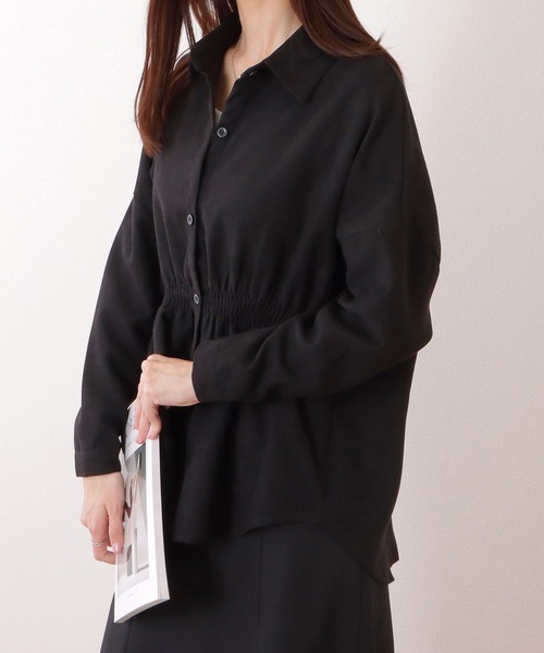 Lace Ladies(レースレディース)の「ウエスト ギャザー 長袖 ゆる ブラウス(シャツ/ブラウス・レディース・ブラック/アイボリー・XL/M)」の6枚目の写真