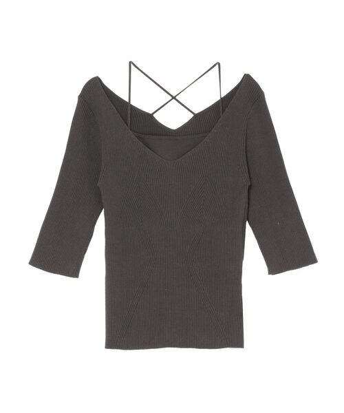 LAGUNAMOON(ラグナムーン)の「バッククロスレイヤードニットプルオーバー(ニット/セーター・レディース・アイボリー/チャコールグレー/オレンジ・FREE)」の3枚目の写真